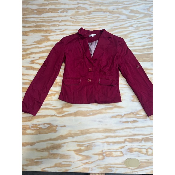 a'gaci Jackets & Blazers - A'Gaci Womens Berry Red Two Button Tailored Blazer Jacket Size M Pinstripe
